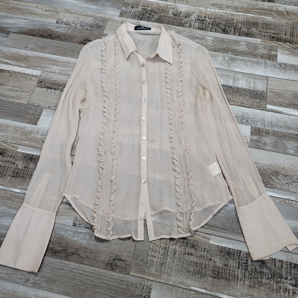 Day Birger et Mikkelsen Sheer Silk Button-up Long Sleeve Blouse Size 38/M